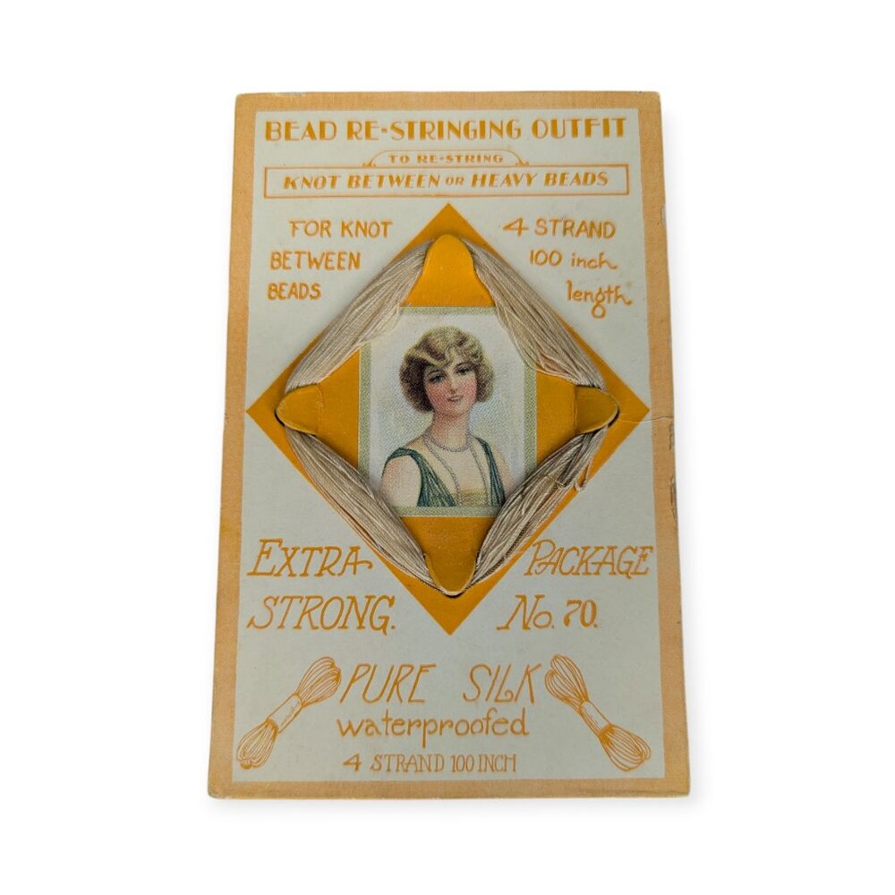 Vintage Bead Re-Stringing Kit Pure Silk Waterproofed Package 70 Advertising
